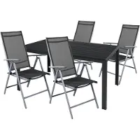 Mojawo 5-tlg Gartenmöbel Gartengarnitur Outdoor 125x70cm Anthrazit/Schwarz