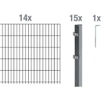Alberts Doppelstabmatten Zaun, Höhe 120 cm, Länge 28 m, Zaun-Komplettset zum Einbetonieren, anthrazit, Pfosten 60x40 mm
