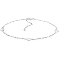 Nenalina Fußkette "Fußschmuck Herzen Verspielt Strand Sommer Trend 925 Silber" Gr. 25, silber, Fußketten, Damen, Silber 925 (Sterlingsilber), Fußkette