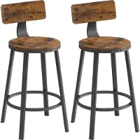Vasagle Barhocker, 2er Set, mit Rückenlehne, Sitzhöhe 63 cm