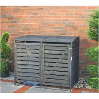 Promadino Mülltonnenbox "Vario III", grau (anthrazit), B:92cm H:122cm T:148cm, Massivholz, Metall, Aufbewahrungsboxen, Mülltonnenbox, für 2 Tonnen, robust aus zertifiziertem Kiefernholz