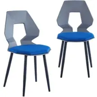 Trisens 2er 4er Set Design Stühle Esszimmerstühle Küchenstühle Wohnzimmerstuhl Bürostuhl Kunststoff , Menge:2 St.;Farbe:Grau / Dunkelblau