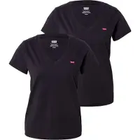 Levi's T-Shirt "VNECK TEE 2 PACK", Damen, Gr. S (36), 2 pack tee caviar,, Jersey, Obermaterial: 100% Baumwolle, Basic hüftlang, V-Ausschnitt, Shirts T-Shirt