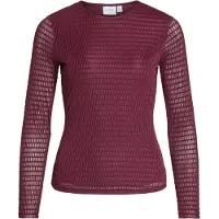 Vila Langarmshirt "VILARINE O-NECK L/S TOP - NOOS", Damen, Gr. L, lila (fig), Jersey, Obermaterial: 95% Polyamid, 5% Elasthan, unifarben, slim fit normal, Rundhals, Shirts Langarmshirt