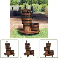 The Living Store Gartenbrunnen mit Rollen und Pumpe 55x55x80 cm Massivholz Tanne