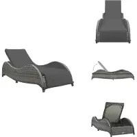 vidaXL Sonnenliege mit Auflage Poly Rattan Anthrazit - Gartenbetten