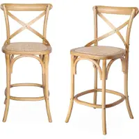 Sweeek - 2er-Set Vintage Bistro-Barhocker aus Holz H 105 cm - Natur