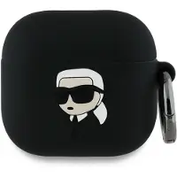 Karl Lagerfeld Kla4Runikk Airpods 4 Abdeckung Czarny/Schwarz Silikon Karl Kopf 3D