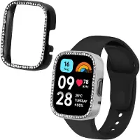 Kwmobile 2x Kunststoff Hülle kompatibel mit Xiaomi Redmi Watch 3 Active / Redmi Watch 3 Lite Schutzhülle Schutzrahmen - Glitzer Schutz Zubehör in