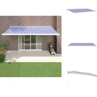 vidaXL Markise Einziehbar Blau und Weiß 5x3 m Stoff und Aluminium - Markisen