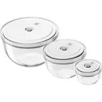 Zwilling Fresh & Save BOWLS Vakuumschüssel Set S/M/L / 6-tlg, Glas, Transparent-Weiß