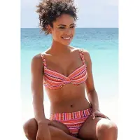 LASCANA Bügel-Bikini , Damen, Gr. 36, Cup B, orange (orange gestreift), Polyamid, Glanzfaden, gestreift, strukturiert, Bikini-Sets Bügel-Bikini, mit goldfarbenen Glitzerstreifen