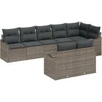 vidaXL Gartensofa-set 8 stk. Grau Poly-Rattan