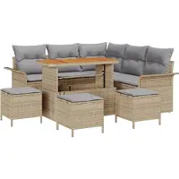 vidaXL Garten-Sofa-Set 9 Stk. 8-Sitzanzahl Beige und Hellgrau