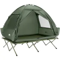 SoBuy OGS32-II-L-GR Feldbett mit Zelt 2 Personen 4in1 Zelt auf Stelzen mit Rolltasche Wasserdichtes Campingbett ohne Matratze Angelzelt Grün bis 180kg