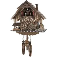 Engstler - 48713_MT - Kuckucksuhr - 1-Tag-Kettenzugwerk - Nussbaum - mit Musik mit Tanzpaar - 35 cm