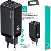 Usams Ład. Siec. 1Xusb-C+1Xusb T47 65W (Nur Kopf) Pd Schnellladung Super Si Czarny/Schwarz Cc153Tc01 (Us-Cc153)