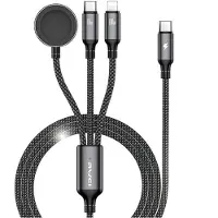 Awei Kabel W23 3in1 USB-C/Lightning/Uhrenladekabel 100W/10W/2,5W schwarz/schwarz