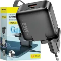 Awei Ład. Netzwerk. Pd55-Eu 65W Usb + Usb-C Schwarz/Schwarz Gan