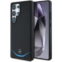 Mercedes Leder Kontrastblau Horizontal Curve Magsafe Hülle Für Samsung Galaxy S25 Ultra Schwarz