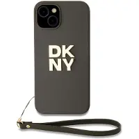 DKNY Pu Leather Stack Logo Wrist Strap Iphone 14 Handyhülle