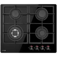 Fagor 3CFI-3GLSPA, Schwarz, Integriert, 59 cm, Gaskochfeld, Glas, 4 Zone(n)