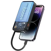 Usams Powerbank mit einziehbarem Lightning-Kabel, 10000 mAh, PD 20W Schnellladung, XY-Serie, Weiß, 10KCD22502 (US-CD225)