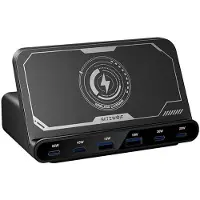 BlitzWolf BW-S27 160W Wandladegerät, 2xUSB-A, 4xUSB-C, 15W kabelloses Ladegerät (schwarz)