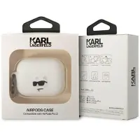 Karl Lagerfeld KLAP2RUNCHH AirPods Pro 2 (2022/2023) Hülle weiß/weiß Silikon Choupette Kopf 3D