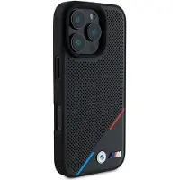 BMW BMHMP16L23PUPDK iPhone 16 Pro 6.3" czarny/black hardcase M Perforated Tricolor Line MagSafe