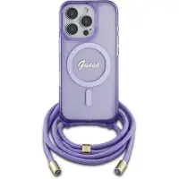 GUESS Etui Crossbody Cord Script Magsafe Na Iphone 16 Pro Max - Fioletowe