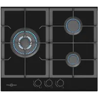 Vitrokitchen CG65NB, Schwarz, Integriert, 58 cm, Gaskochfeld, Gehärtetes Glas, 3 Zone(n)