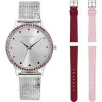 Aniston Quarzuhr, silber (silberfarben, rot, rosa), , Armbanduhren, Damen, Quarzuhr, Armbanduhr, Damenuhr, Ideal auch als Geschenk, neue Kollektion