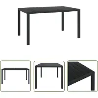 The Living Store Garten-Esstisch WPC Aluminium 150 x 90 x 74 cm Schwarz