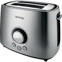 Gorenje T1000E Toaster, 2 Scheibe(n), Edelstahl, Kunststoff, Metall, Tasten, Drehregler, 1000 W, 1 m