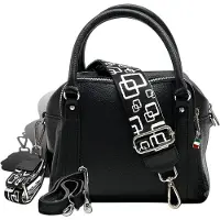 DrachenLeder Florence Leder Tasche Damen Umhängetasche Citytasche schwarz 22x15x20cm inklusive Italien Flagge D2OTF822S