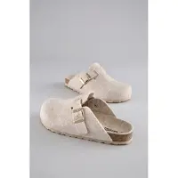 Aniston SHOES Clog , Damen, Gr. 36, Textil, beige (beige meliert), meliert, Schuhe Clog, Hausschuh, Homeslipper mit verstellbarem Riemchen