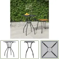 The Living Store Gartentisch Anthrazit 50x50x72 cm Stahlgitter