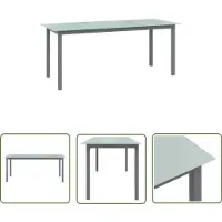 The Living Store Gartentisch Hellgrau 190x90x74 cm Aluminium und Glas