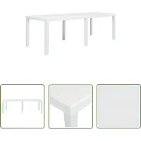 The Living Store Gartentisch Weiß 220 x 90 x 72 cm Kunststoff Rattan-Optik