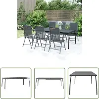 The Living Store Gartentisch Anthrazit 200x100x72 cm Stahlgitter