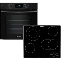 Privileg Backofen-Set "BAKO Turn&Go Steam 420", Energieeffizienz: A+, schwarz (schwarz glass, edelstahl), Herdsets, Turn&Go – Automatikprogramme starten mit nur einem Dreh, Backofen-Set