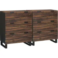 vidaXL Sideboard Set 2 stk. Walnuss 120 x 33 x 75 cm Massivholz Mango