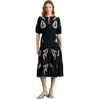 Pepe Jeans für Damen. PL953743 Destiny Midikleid aus Baumwollpopeline schwarz (XL), Lässig, Baumwolle, Kurzarm