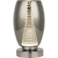 Searchlight LED-Tischleuchte Cyclone, chrom/rauch, Glas, 20,5 cm hoch