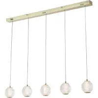 Searchlight LED-Hängeleuchte Allure, 5-fl., lang, messingfarben, Acryl