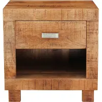 Möbilia Nachtkommode MÖBILIA "Titlis", beige (natur, braun), B:40cm H:40cm T:30cm, Massivholz, Metall, Sideboards, Nachtkommode