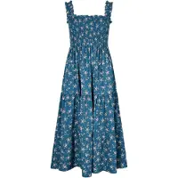 Apricot Midikleid "Gestuftes Kleid mit Orchideenprint", Damen, Gr. L (40), N-Gr, blau, gewebt, Obermaterial: 100% Viskose CV., geblümt, normal, eckiger Ausschnitt, Kleider Midikleid, mit Smokdetails