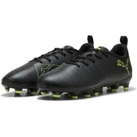 Puma Fußballschuh "FUTURE 8 PLAY FG/AG JR", Damen, Gr. 37, Textil, grün (schwarz, fizzy light, grün terrain), Synthetik, Schuhe Fußballschuh, für Rasen- und Kunstrasenplätze
