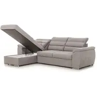 Fun-Möbel Ecksofa Schlafsofa Sofa PASCARA XS in Stoff Esito Hellblau Ottomane Links